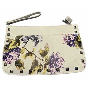 BRAND NEW White house black Market White Wristlet Purse Purple+Green Floral NWT.